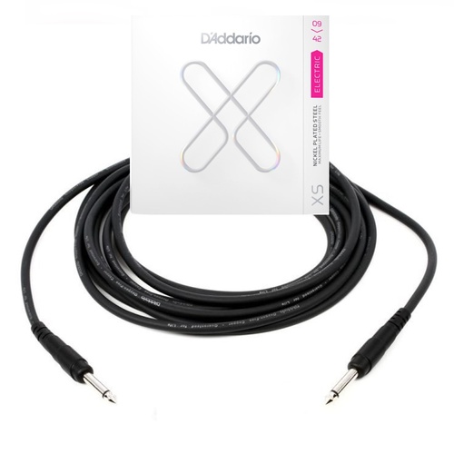 D'Addario XSE0942 Electric Guitar Strings c/w 20-foot Instrument Cable