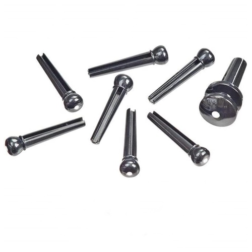 Planet Waves Injected Molded Bridge Pins with End Pin, Set of 7, Black / Ivory