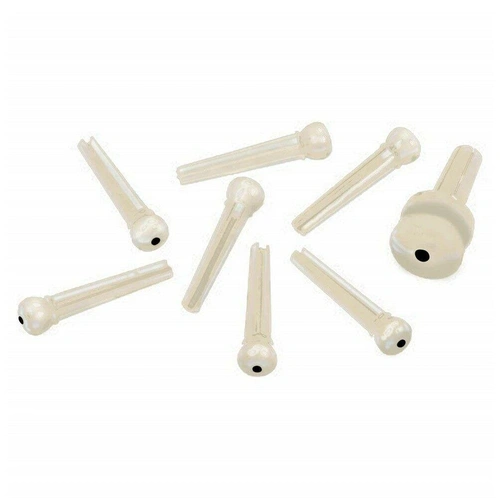 Planet Waves Injected Molded Bridge Pins with End Pin, Set of 7, Ivory with Black