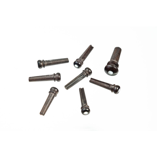 D'Addario Ebony Bridge Pins with End Pin Set, Pearl Inlay - Made in USA
