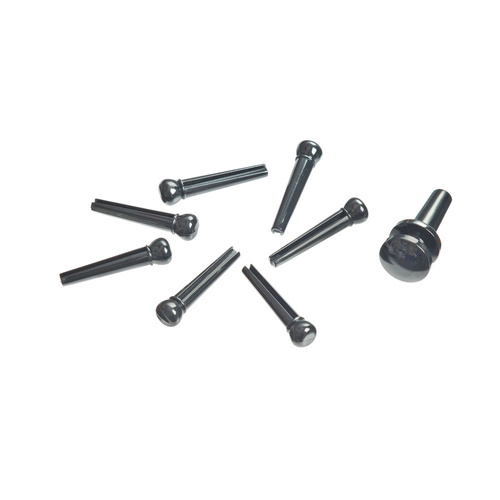 D'Addario Injected Molded Bridge Pins with End Pin, Set of 7, Ebony
