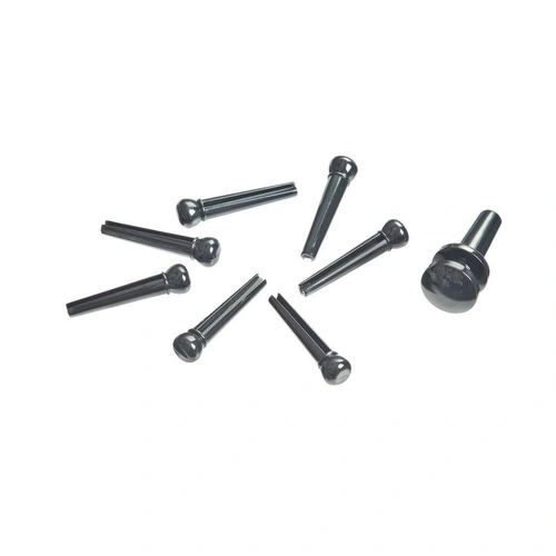 D'Addario Injected Molded Bridge Pins with End Pin, Set of 7, Ebony