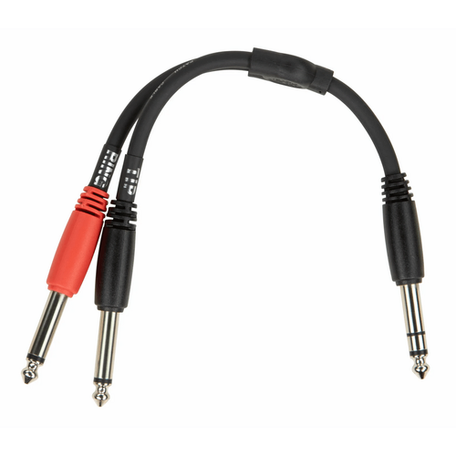 Pig Hog 6 Inch Y Cable Stereo 1/4 ( M )-Dual Mono 1/4 ( M )