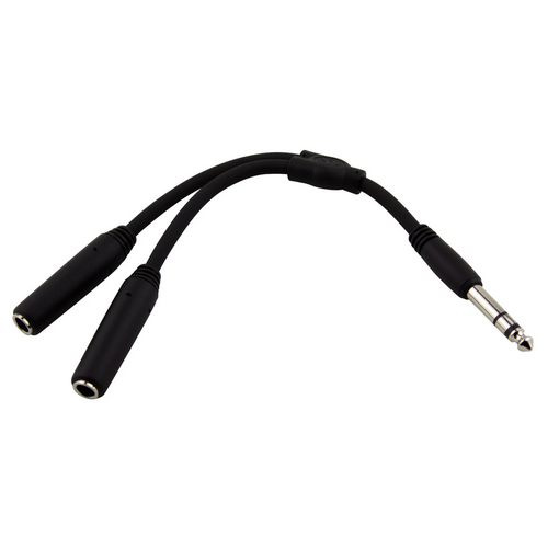 Pig Hog 6 Inch Y Cable Stereo 1/4(M)-Dual Stereo 1/4(F)