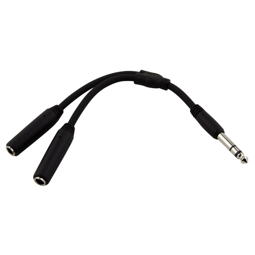 Pig Hog 6 Inch Y Cable Stereo 1/4(M)-Dual Stereo 1/4(F)