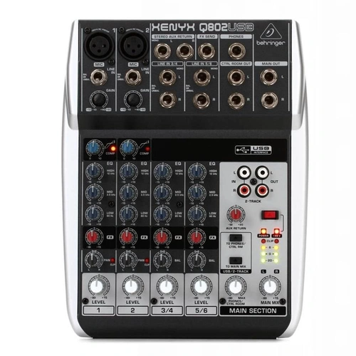Behringer Xenyx Q802USB Mixer with USB 8-input, 2-bus Analog Mixer