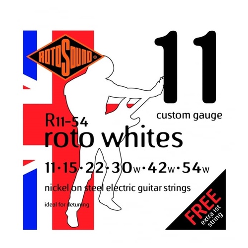 Rotosound Nickel Electric Guitar Strings R11-54 White 11-54 , Extra 1st E