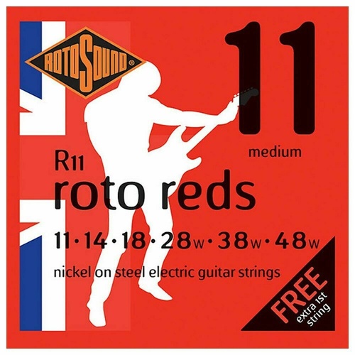 Rotosound Roto Reds Electric Guitar Strings Medium 11 - 48 ,Extra first string