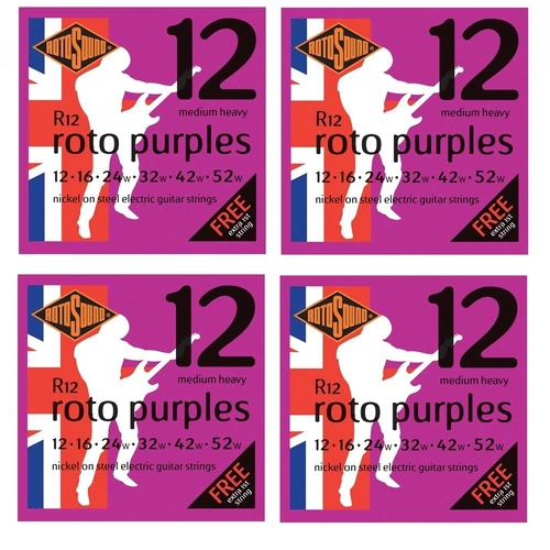 Rotosound R12 Nickel Medium Heavy  Electric Guitar Strings 4 SETS 12 - 52