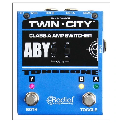Radial Bones Twin City A-B-Y Amp Switcher Active ABY Amp Switcher Pedal 