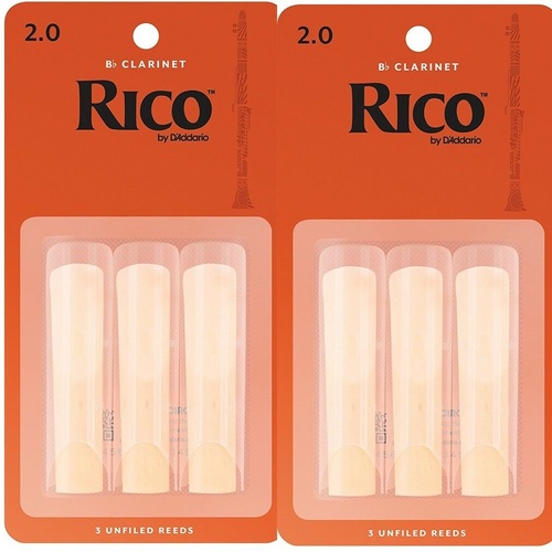 Rico Bb Clarinet 6 x Reeds, Strength 2 ( 2) 2 x 3 Packs  Daddario RCA0320