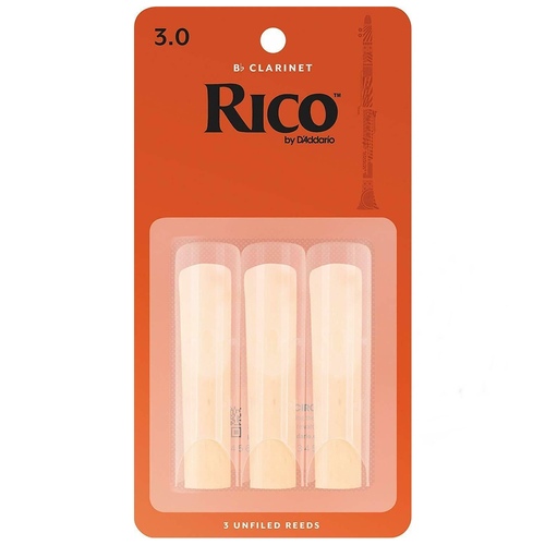 Rico Bb Clarinet 3 x Reeds, Strength 3 - RCA0330 by D'addario Woodwinds