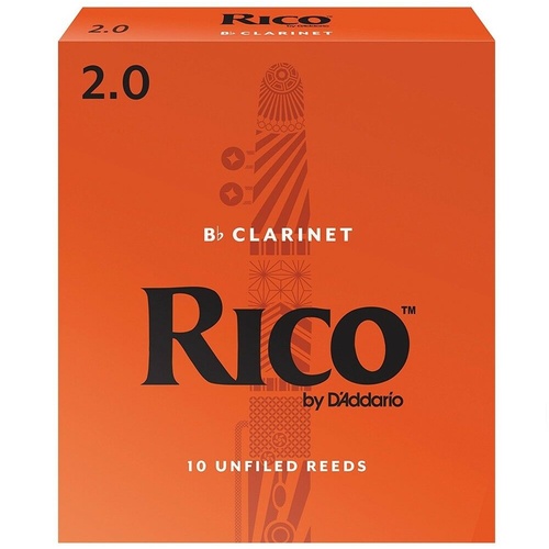 D'daddario Woodwinds Rico RCA1020 Bb Clarinet Reeds, Strength 2.0, 10-pack