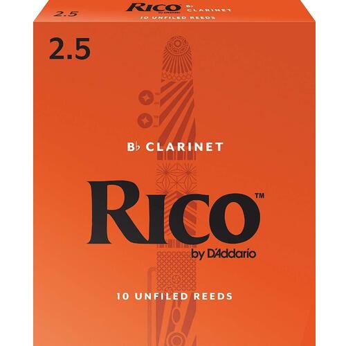 Rico Bb Clarinet 10 x Reeds, Strength 2.5 ( 2 1/2  )10-pack by D'addario 