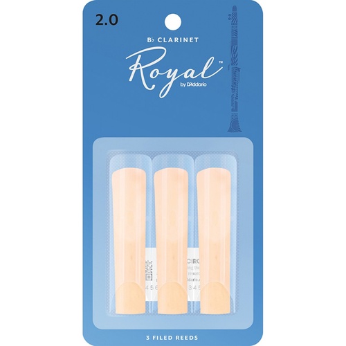Rico Royal Woodwinds Bb Clarinet Reeds 3 x Strength 2.0 ( 3-pack RCB0320 )
