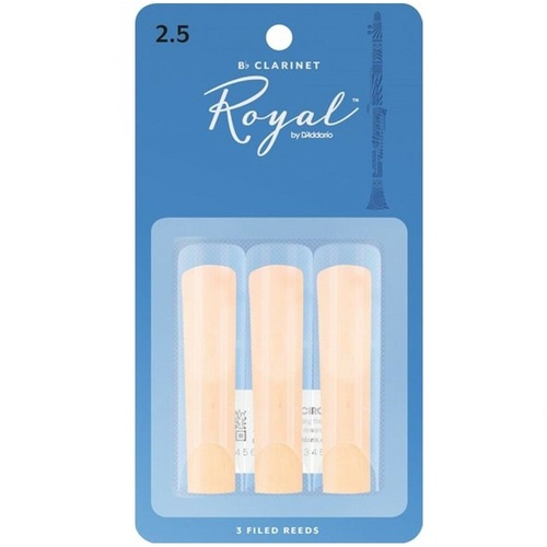 Rico Royal Woodwinds Bb Clarinet Reeds, Strength 2.5 ,  RCB0325 3-pack