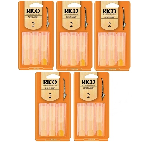 15 x Reeds Rico Alto Clarinet Reeds Strength 2 * Cheap * 5-Packs