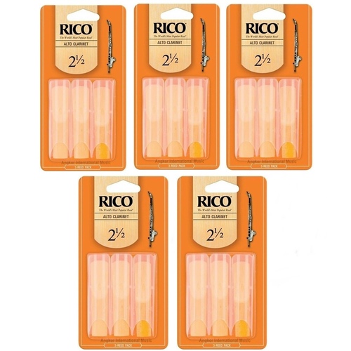 15 x Reeds Rico Alto Clarinet Reeds Strength 2.5, 5-Packs ( Alto-clarinet )