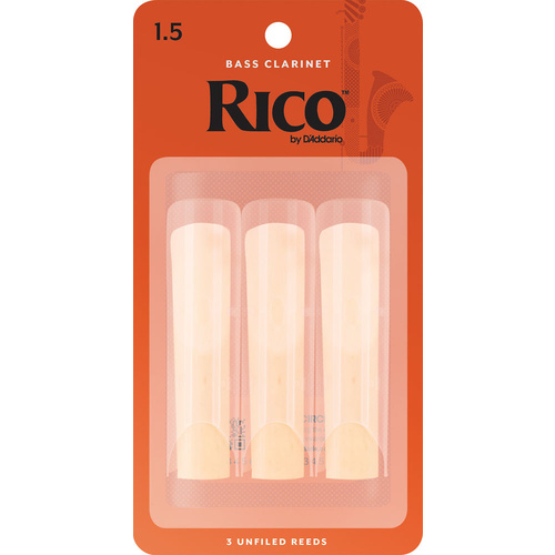 Rico by D'Addario Bass Clarinet Reeds, Strength 1.5, 3 Pack