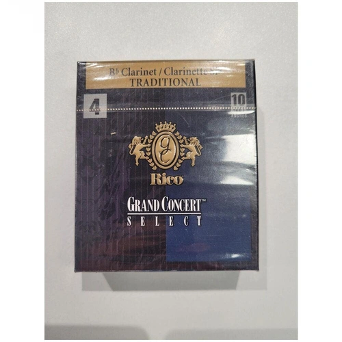 Rico Grand Concert Select Traditional Bb Clarinet Reeds, Strength 4.0, 10 Pack