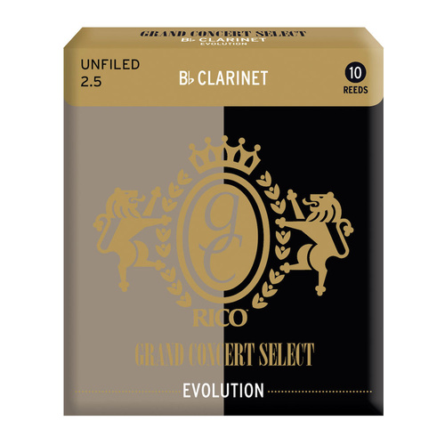 Rico Grand Concert Select Evolution Bb Clarinet Reeds, Strength 2.5, 10 Pack