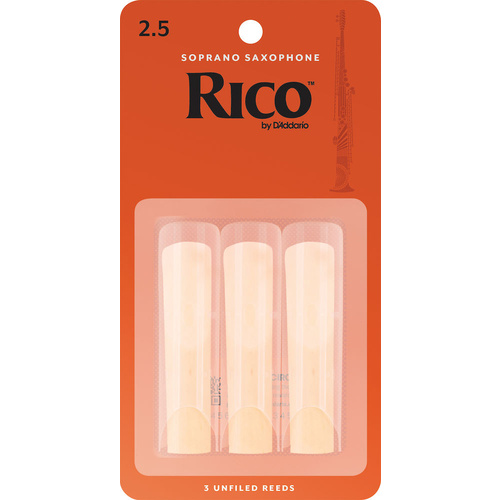 Rico by D'Addario Soprano Sax Reeds, Strength 2.5, 3-pack
