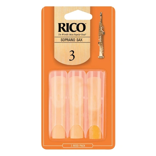 3 Reeds D'Addario Rico Soprano Sax Reeds Strength 3 , Made in USA