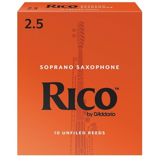 Rico 10 x Soprano Sax Reeds, Strength 2.5 10-pack Sop Saxophone RIA1025 No 2 1/2