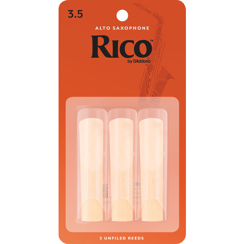 Rico by D'Addario Woodwinds Alto Saxophone Reeds, Strength 3.5, 3-pack