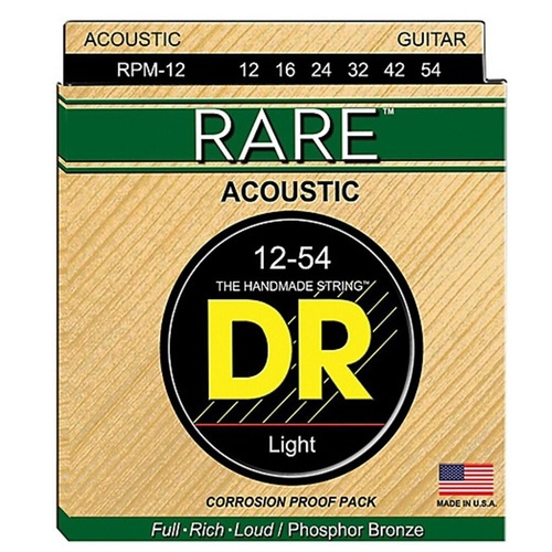 DR Strings RPM-12 Light RARE Phosphor Bronze Acoustic Strings 12 - 54