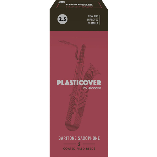 Plasticover by D'Addario Baritone Sax Reeds, Strength 2.5, 5-pack