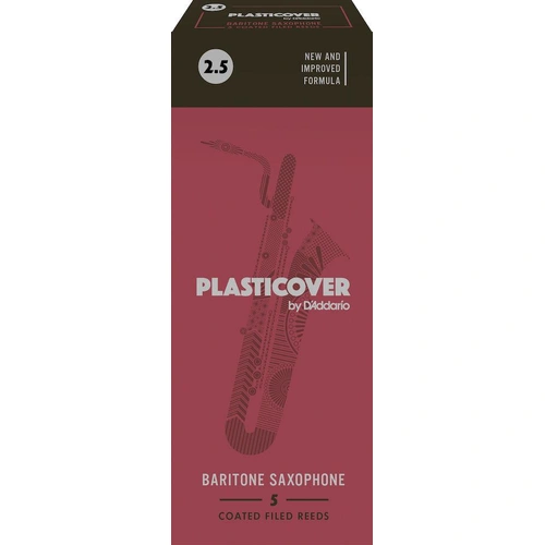 Plasticover by D'Addario Baritone Sax Reeds, Strength 2.5, 5-pack