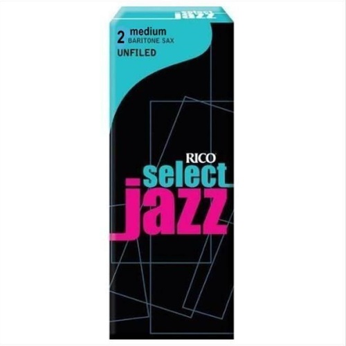 Rico Select Jazz Baritone Sax Reeds Unfiled Strength 2 Medium 5-Pack ( 5 reeds)