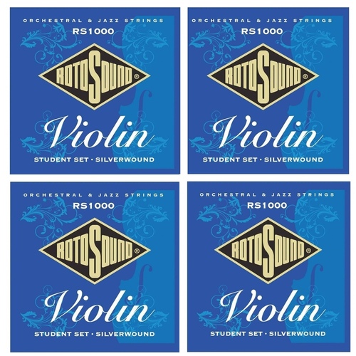 4 x Rotosound RS1000 Student 4/4 Violin Strings Set Silver Wound 