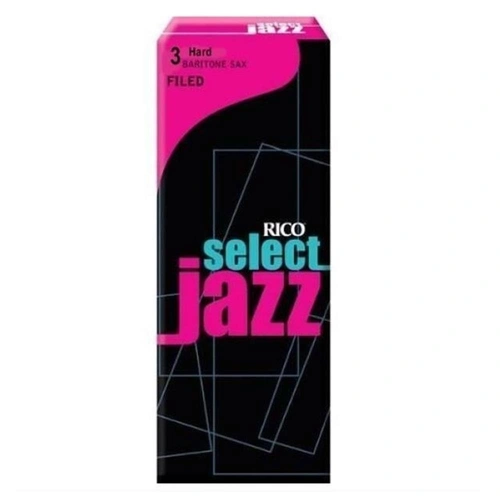 Rico Select Jazz Baritone Saxophone Reeds, Filed, Strength 3 Hard  5-pack