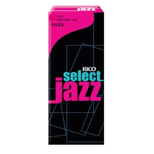 Rico Select Jazz Baritone Saxophone Reeds, Filed, Strength 4 Soft, 5-pack
