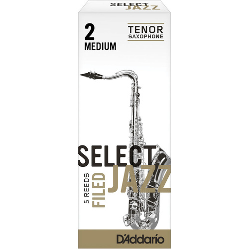 D'Addario Select Jazz Filed Tenor Saxophone Reeds, Strength 2 Medium, 5-pack