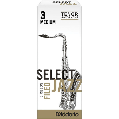 D'Addario Select Jazz Filed Tenor Saxophone Reeds, Strength 3 Medium, 5-pack