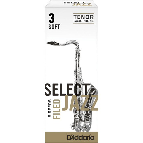 D'Addario Select Jazz Filed Tenor Saxophone Reeds, Strength 3 Soft, 5-pack