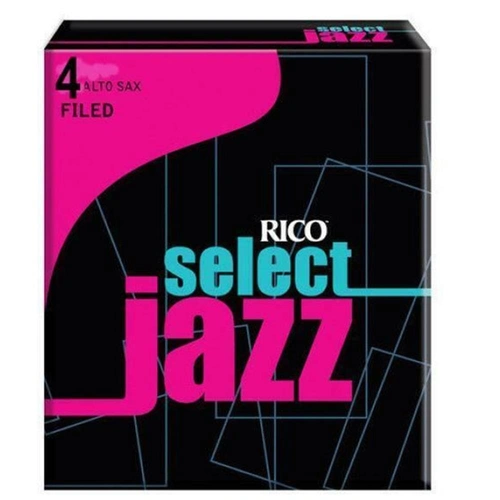 D'addario Rico Select Jazz Alto Sax Reeds, Filed Strength 4 Hard  10-pack 
