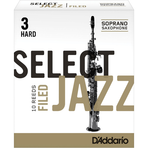 D'Addario Select Jazz Filed Soprano Saxophone Reeds, Strength 3 Hard, 10-pack