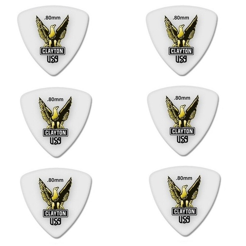6 x Clayton Acetal Guitar Picks - Rounded Triangle 0.80 Gauge 6-Pack RT80