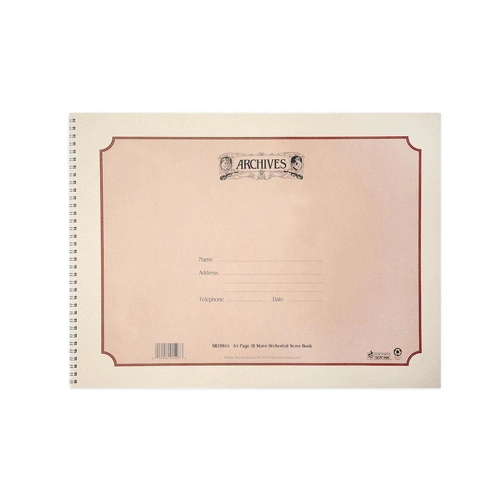 Archives Spiral-Bound Manuscript Book, 18 Stave, 64 pages, 12 x 16 inches