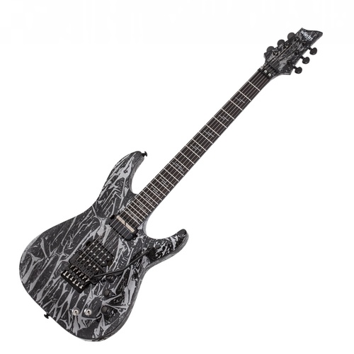 Schecter C-1 FR-S Silver Mountain - Black and Silver Electric Guitar c/w Case