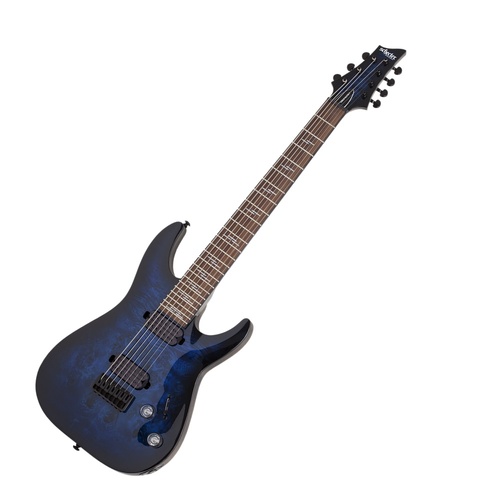 Schecter Omen Elite-7 String Electric Guitar - See Thru Blue Burst Fact 2nd