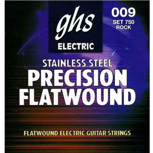  GHS 750 Precision Flats Flatwound Rock  Electric Guitar Strings 09 - 42