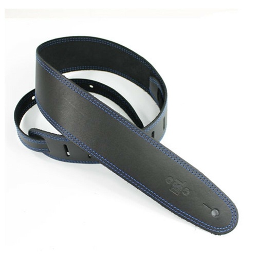 DSL  Classic 2.5" Single Ply Black / Blue Stitch Guitar Strap Made in Australia