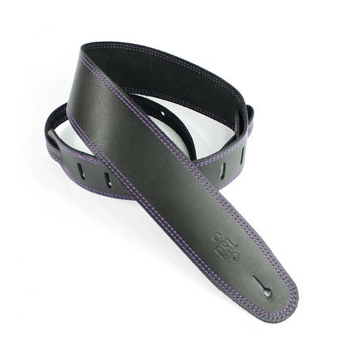 DSL  Classic 2.5" Single Ply Black /Purple Stitch Guitar Strap Made in Australia