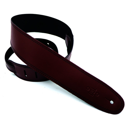DSL 2.5" Single Ply Maroon/Black Stitch Guitar Leather Strap