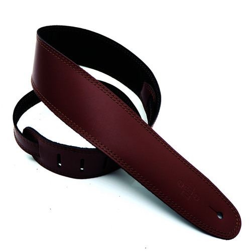 DSL 2.5" Single Ply Leather Guitar strap  Maroon/Brown Stitch
